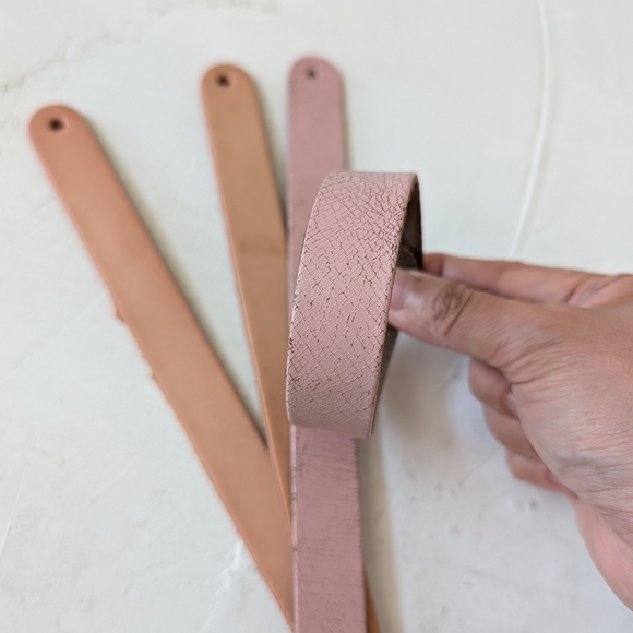 4pcs Mixed Color Genuine Leather Bracelet Wristband Slide DIY Blush Purple Tan - Picture 6 of 9